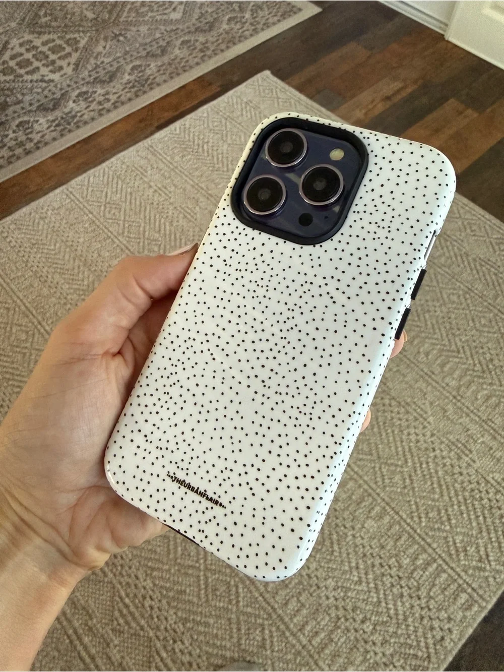 Micro Polka Dot Protective iPhone 14 Pro Case with Minimal Design (Gloss Finish)